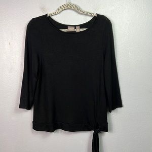 Chico’s Black Long Sleeve Scoop Neck Tie Hem Top Medium 8